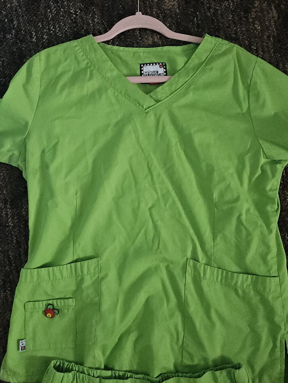 Bright Lime Green V-Neck Scrub Top Coustum Bling